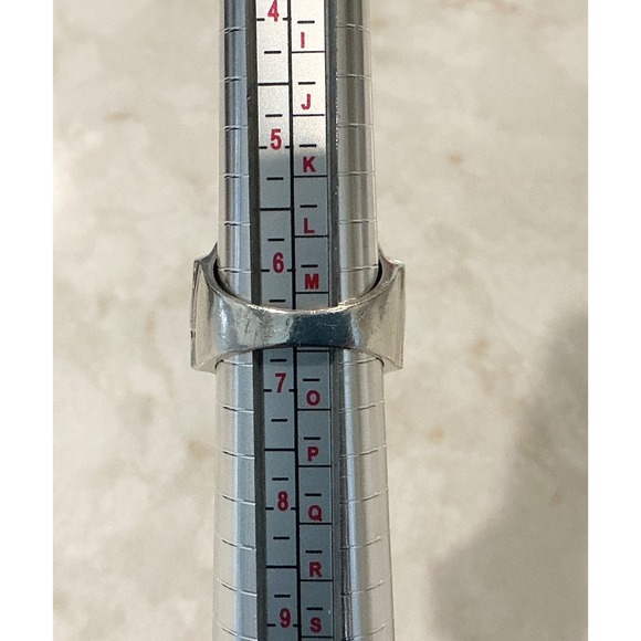 14K Gold Accent Stainless Steel Band Ring Size 6.5 Statement Jewelry - Picture 2 of 9